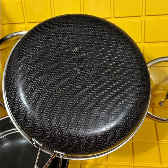 HEXCLAD 7-Piece Nonstick Stainless Steel Frying Pan Set 8 10 12- Lids Wok $600 - Picture 7 of 11